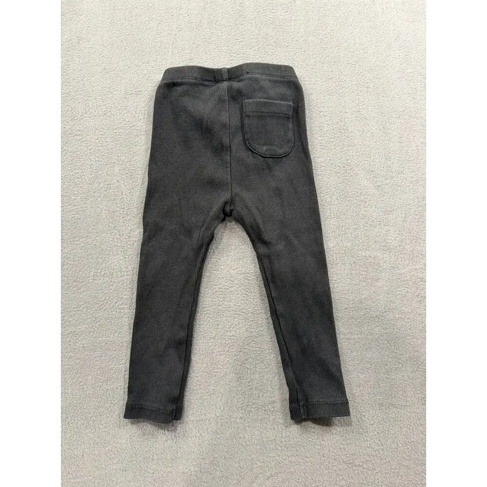 Zara Baby Ribbed Leggings 18-24 Months Charcoal Gray Knit Pants Unisex